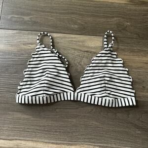 Y2K Hollister Black & White Striped Swim Top Size S